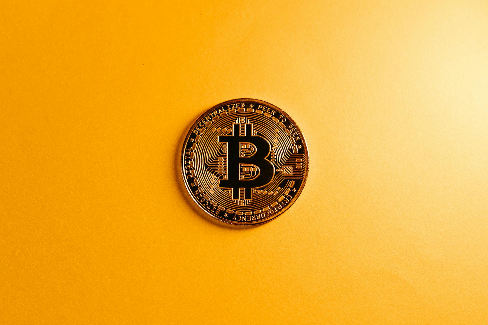 bitcoin on yellow background